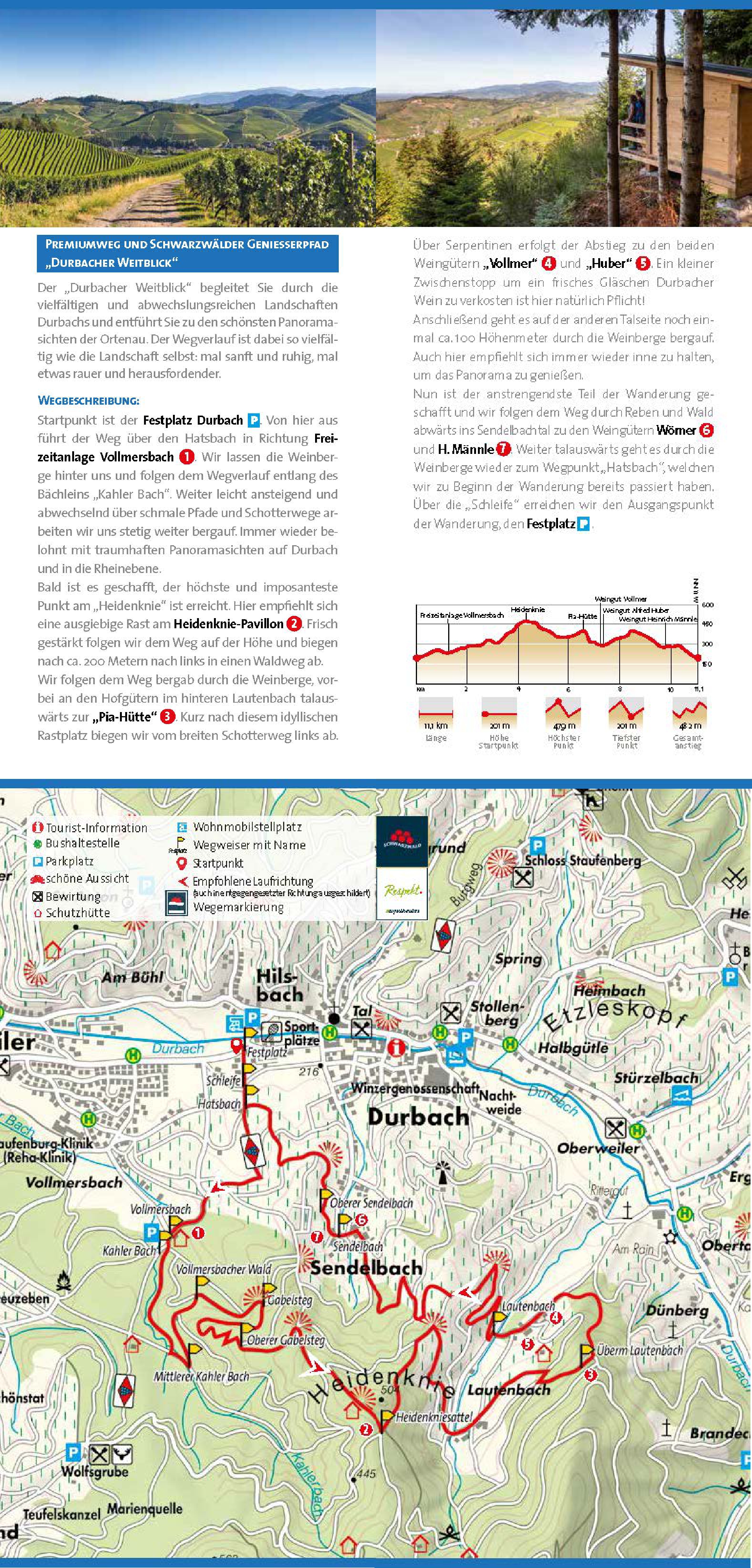 Wegbeschreibung Durbacher Wanderweg mit Weitblick